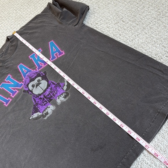 Inaka Power Teddy Bear Grey Purple Oversized Gym Pump Cover Short Sleeve Tee - Picture 6 of 6